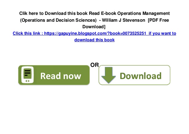 Operations management william j stevenson pdf ebook free download